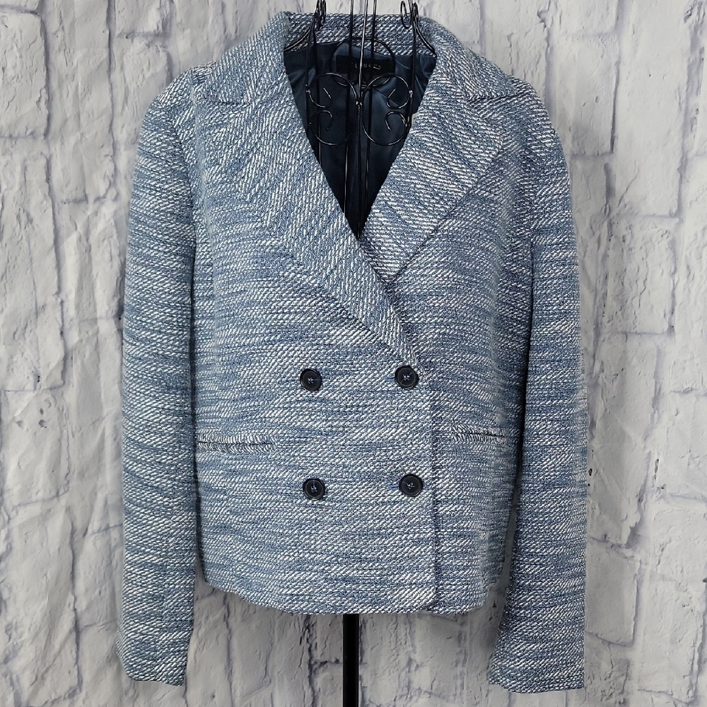 Talbots Blue Double-Breasted Tweed Blazer Jacket Size 10 NWT